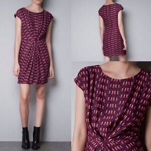 NWOT ZARA Draped Bird Print Dress